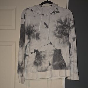 Gray and White Tie-Dye Pullover Hoodie